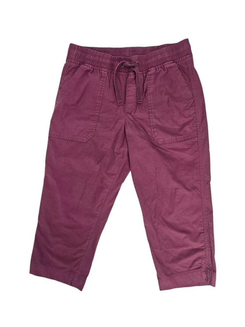 Eddie Bauer Womens 4 Cropped Pants Mauve Purple Elastic Waist Drawstring Capri
